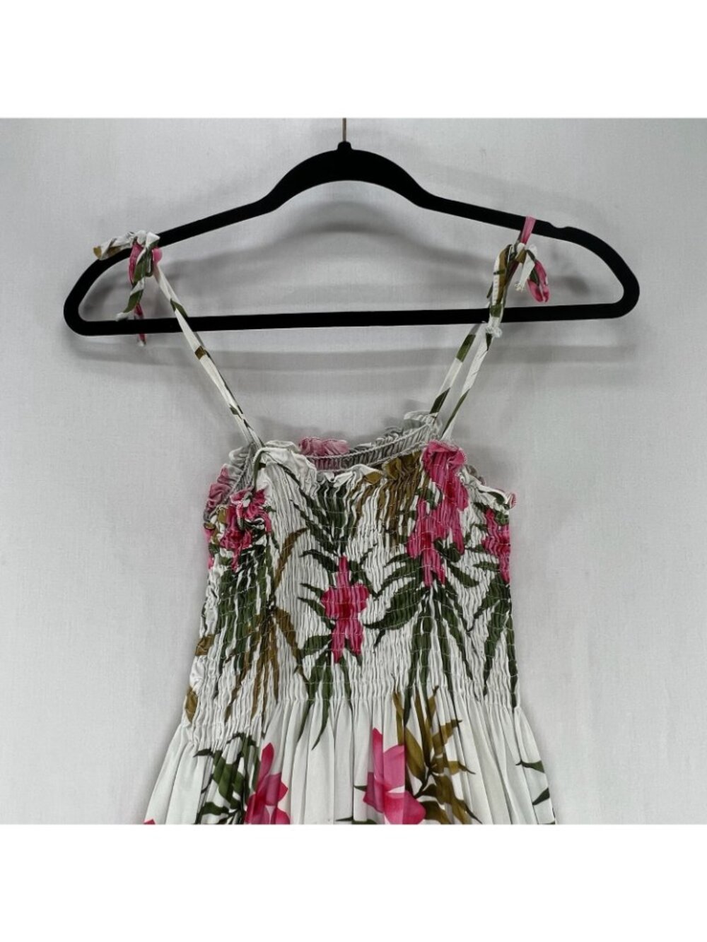 Royal Hawaiian Creations Smocked Sundress Womens S Rayon Plumeria Floral White - Picture 3 of 11